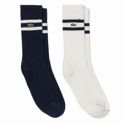 Calcetines Lacoste Corte Alto Marino Blanco 2 Pares