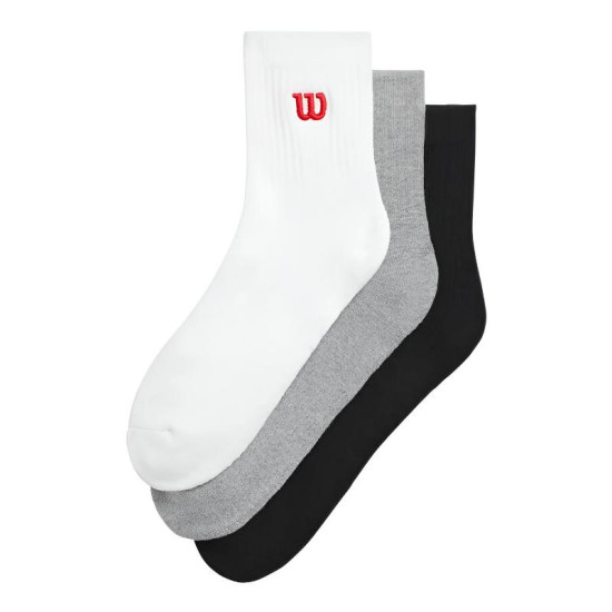Calcetines Wilson Quarter Top Blanco Gris Negro 3 Pares