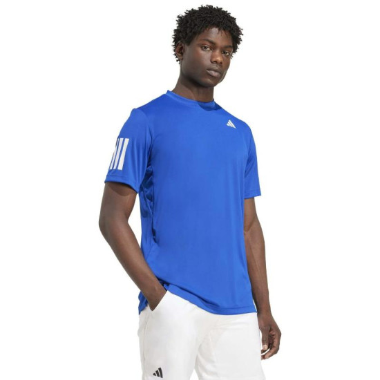 Camiseta Adidas Club 3 Stripes Azul Royal Blanco