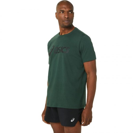 Camiseta Asics Big Logo Verde Bosque Negro