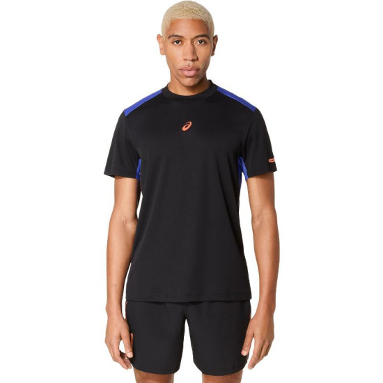 Camiseta Asics Padel Court SS Top Negro Azul Cobalto
