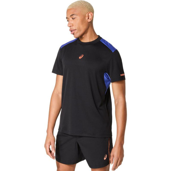 Camiseta Asics Padel Court SS Top Negro Azul Cobalto