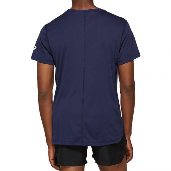 Camiseta Asics Silver Azul Peacoat Blanco Brillante