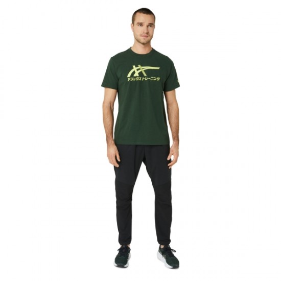 Camiseta Asics Tiger Verde Bosque Amarillo