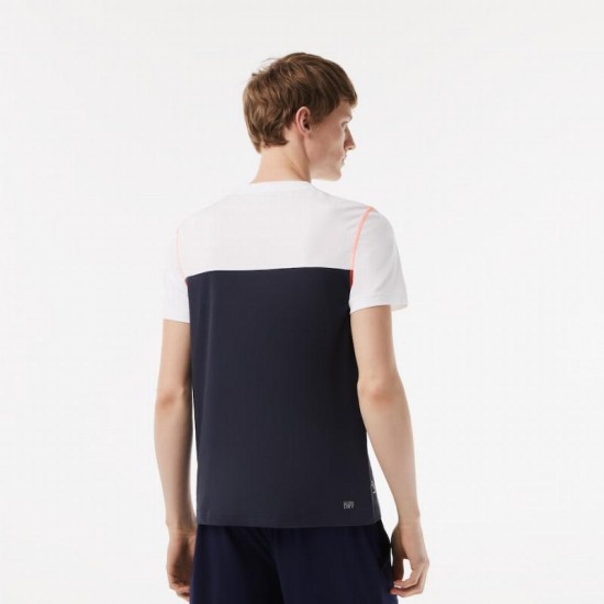 Camiseta Lacoste Sport Medvedev Blanco Azul Naranja