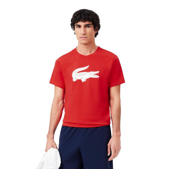 Camiseta Lacoste Sport Rojo Blanco