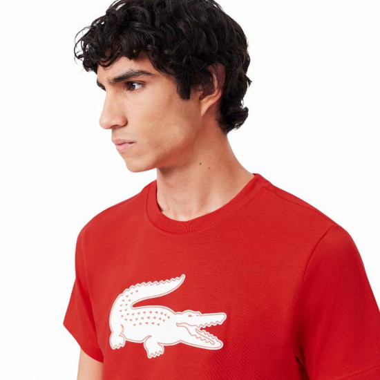 Camiseta Lacoste Sport Rojo Blanco