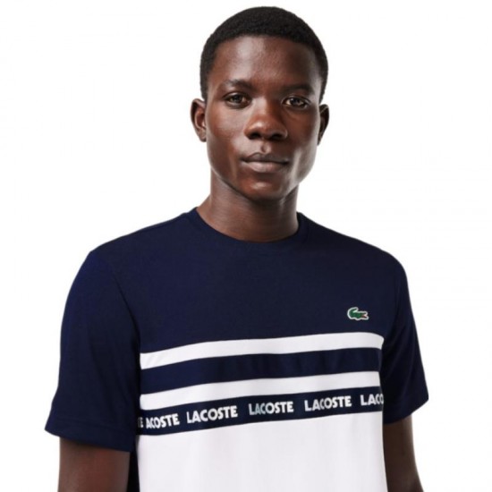 Camiseta Lacoste Ultra Dry Blanco Azul Marino