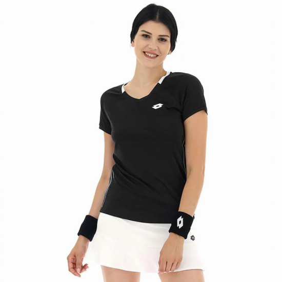 Camiseta Lotto Squadra II Negro Blanco Mujer