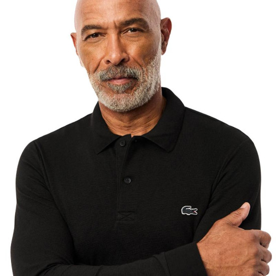 Polo Manga Larga Lacoste Regular Fit Algodon Negro