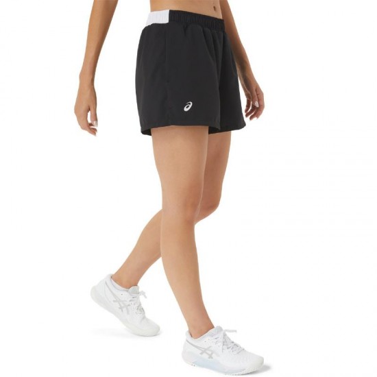 Short Asics Court Negro Blanco Mujer