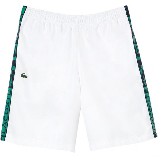 Short Lacoste Sport Rayas Laterales Blanco Verde