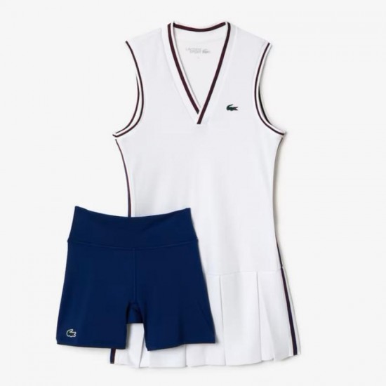 Vestido Lacoste Sport Pique Blanco Burdeos