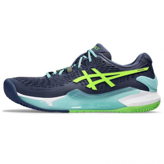 Zapatillas Asics Gel Resolution 9 Padel Azul Lima Electrico