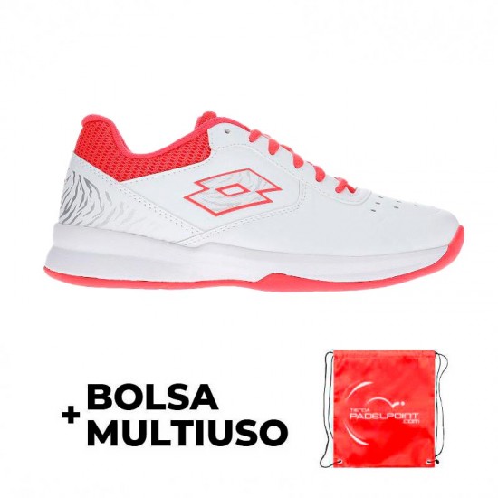 Zapatillas Lotto Space 600 II Blanco Rojo Fluor Mujer